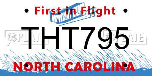 THT795 North Carolina License Plate