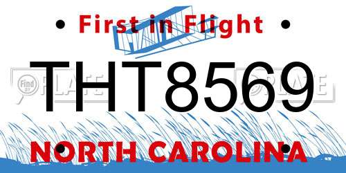 THT8569 North Carolina License Plate