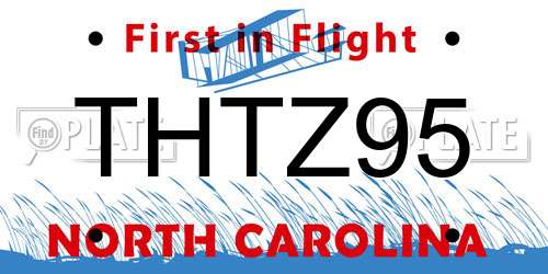 THTZ95 North Carolina License Plate