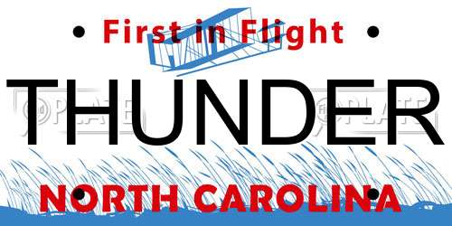THUNDER North Carolina License Plate