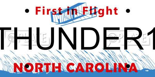 THUNDER1 North Carolina License Plate