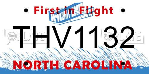 THV1132 North Carolina License Plate