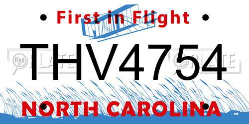 THV4754 North Carolina License Plate