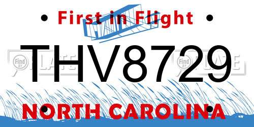 THV8729 North Carolina License Plate