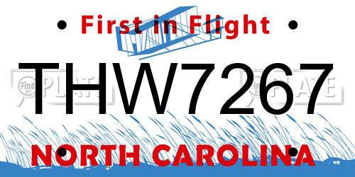 THW7267 North Carolina License Plate