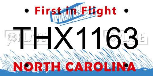 THX1163 North Carolina License Plate