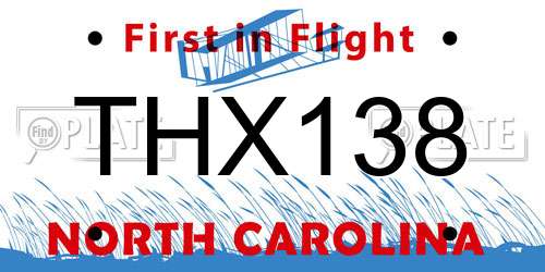 THX138 North Carolina License Plate