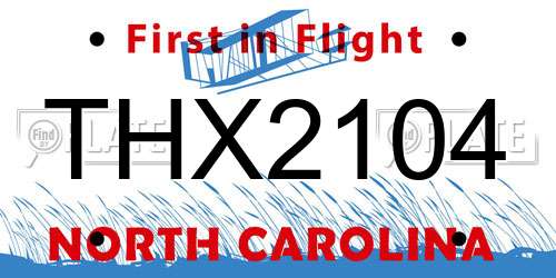 THX2104 North Carolina License Plate