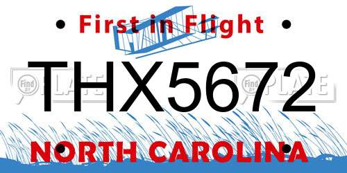 THX5672 North Carolina License Plate