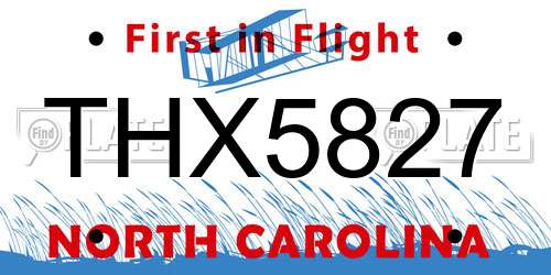 THX5827 North Carolina License Plate