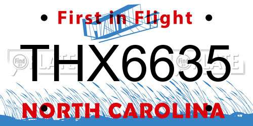 THX6635 North Carolina License Plate