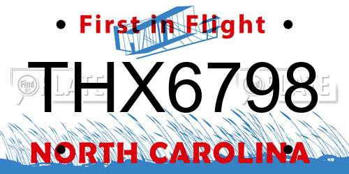 THX6798 North Carolina License Plate