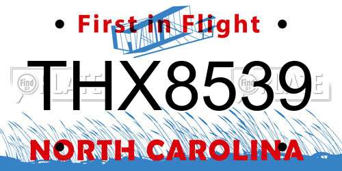 THX8539 North Carolina License Plate
