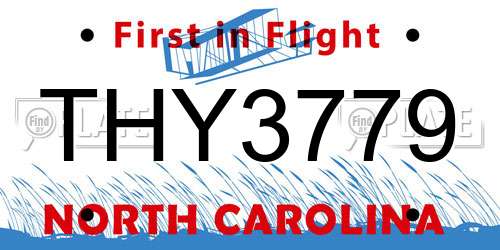 THY3779 North Carolina License Plate