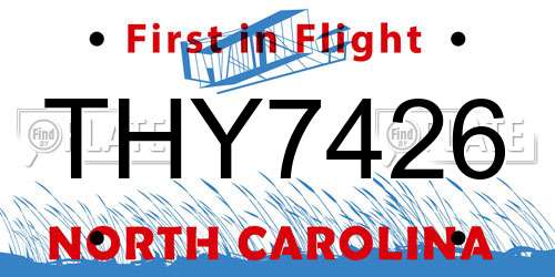 THY7426 North Carolina License Plate