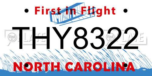 THY8322 North Carolina License Plate