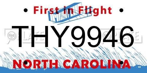 THY9946 North Carolina License Plate