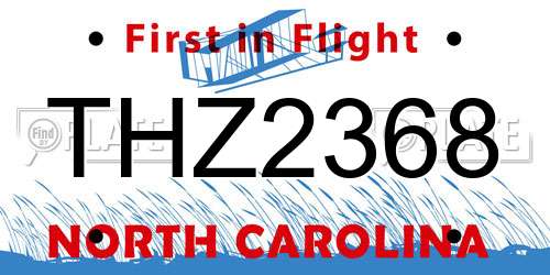 THZ2368 North Carolina License Plate