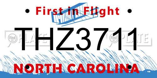 THZ3711 North Carolina License Plate