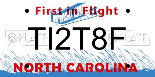 TI2T8F North Carolina License Plate