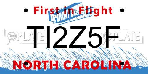 TI2Z5F North Carolina License Plate