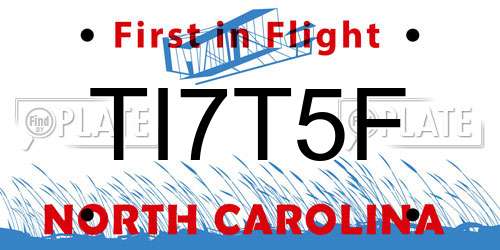 TI7T5F North Carolina License Plate