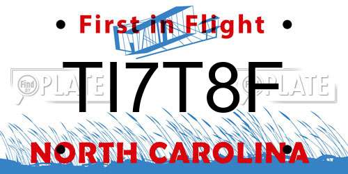 TI7T8F North Carolina License Plate
