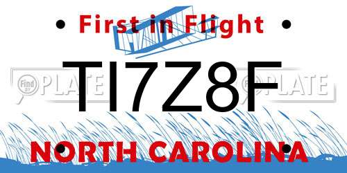 TI7Z8F North Carolina License Plate