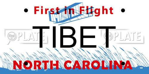 TIBET North Carolina License Plate