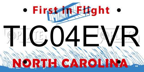 TIC04EVR North Carolina License Plate