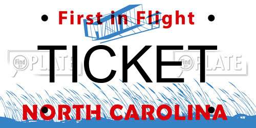 TICKET North Carolina License Plate