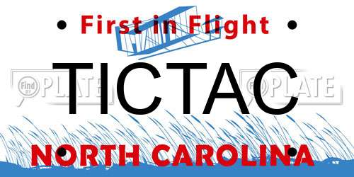 TICTAC North Carolina License Plate