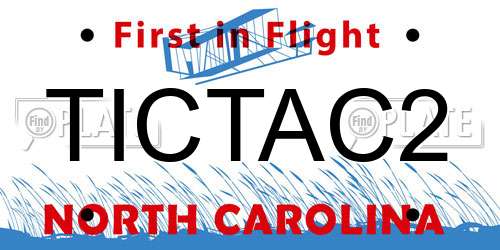 TICTAC2 North Carolina License Plate