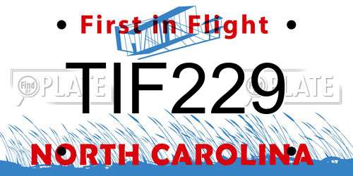 TIF229 North Carolina License Plate