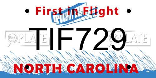 TIF729 North Carolina License Plate