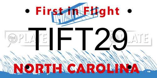 TIFT29 North Carolina License Plate