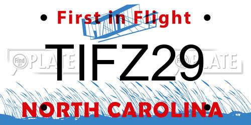 TIFZ29 North Carolina License Plate