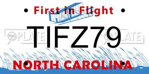 TIFZ79 North Carolina License Plate