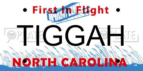 TIGGAH North Carolina License Plate
