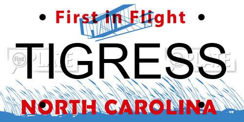 TIGRESS North Carolina License Plate