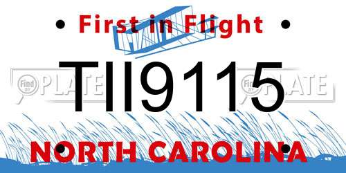 TII9115 North Carolina License Plate