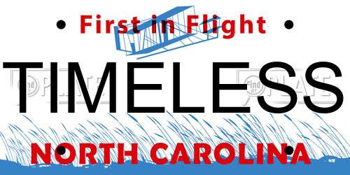 TIMELESS North Carolina License Plate