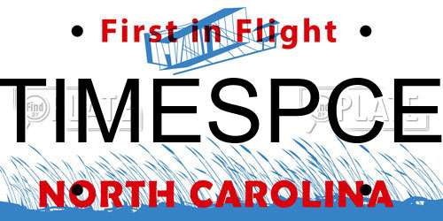 TIMESPCE North Carolina License Plate