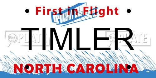 TIMLER North Carolina License Plate
