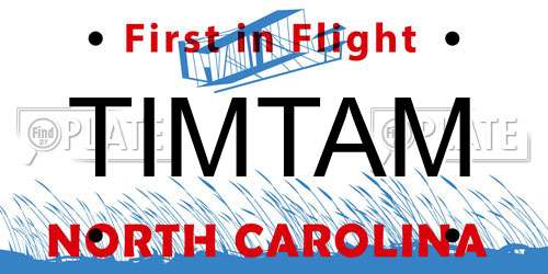 TIMTAM North Carolina License Plate