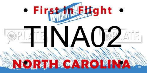 TINA02 North Carolina License Plate