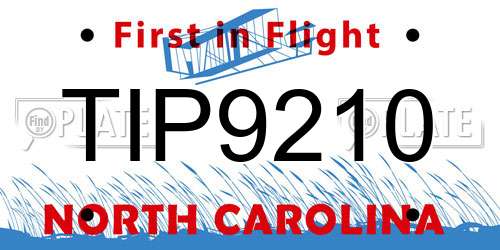 TIP9210 North Carolina License Plate