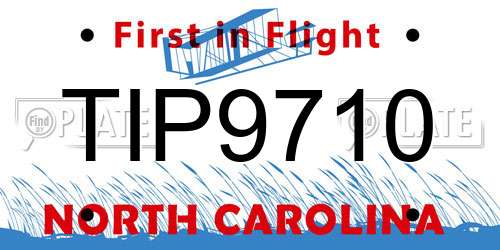 TIP9710 North Carolina License Plate