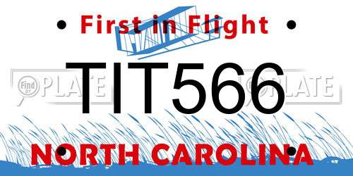 TIT566 North Carolina License Plate