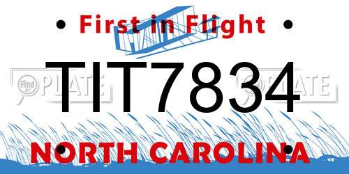 TIT7834 North Carolina License Plate